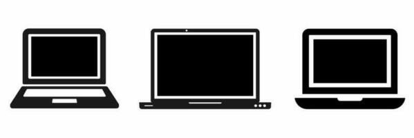 il computer portatile icona nero bianca illustrazione collezione. vettore