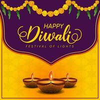 contento Diwali decorativo Festival desiderando carta vettore design