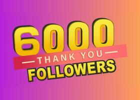 grazie voi 5000 seguaci striscione, Grazie seguaci congratulazione carta, vettore illustrazione, pendenza sfondo, blogger celebra e tweet un' grande numero di iscritti