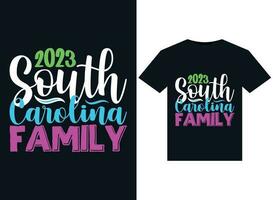 2023 Sud carolina famiglia illustrazioni per pronti per la stampa magliette design vettore