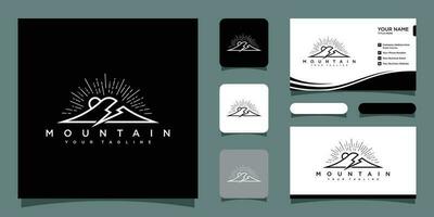 Vintage ▾ montagna logo e illustrazione semplice design logo modello con attività commerciale carta design premio vettore