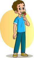 vettore illustrazione di ragazzo mangiare ghiaccio crema