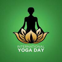 yoga concetto con testo internazionale yoga giorno. yoga postura. gruppo di persone praticante yoga. vettore