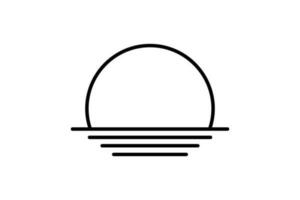 tramonto o Alba icona. sole, spiaggia. linea icona stile design. semplice vettore design modificabile