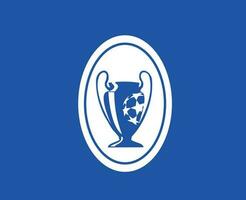 campioni lega Europa trofeo logo bianca simbolo astratto design vettore illustrazione con blu sfondo