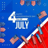 contento Stati Uniti d'America indipendenza giorno 4 ° di luglio americano celebrazione bandiera design vettore