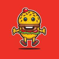 divertente hamburger portafortuna logo vettore