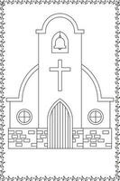 cristiano Chiesa colorazione pagina illustrazione per bambini vettore