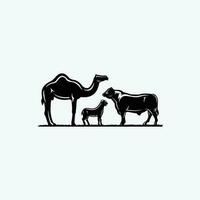 bestiame silhouette di cammello mucca e pecora vettore isolato eps. migliore per eid al adha relazionato illustrazione
