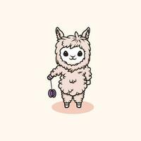 carino alpaca giocando yoyo cartone animato illustrazione vettore
