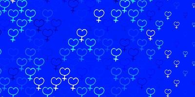 texture vettoriale blu chiaro con simboli dei diritti delle donne