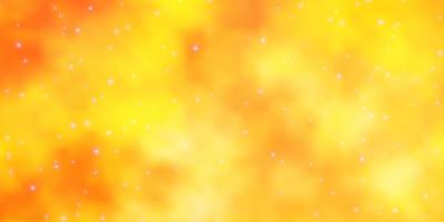 sfondo vettoriale arancione chiaro con stelle piccole e grandi che brillano illustrazione colorata con motivo a stelle piccole e grandi per incartare regali