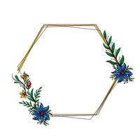 minimalista geometrico floreale vuoto cornici. calligrafico il giro o piazza forme con rami e fiori. elegante erbe aromatiche o fiori. vettore botanico schema frontiere