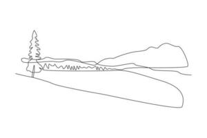singolo uno linea disegno foresta concetto. continuo linea disegnare design grafico vettore illustrazione.
