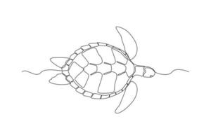 singolo uno linea disegno pesce e selvaggio marino animali concetto. continuo linea disegnare design grafico vettore illustrazione.