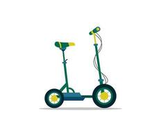 scooter vettore illustrazione design. gli sport sci di fondo a due ruote trasporto di vario tipi. colorato motorizzato scooter. vettore piatto stile cartone animato illustrazione 3d, lato posteriore Visualizza.