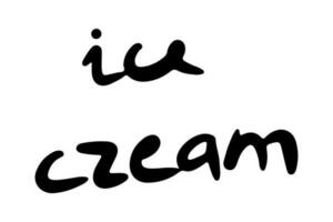 ghiaccio crema mano disegnato scritta. logo design. vettore illustrazione
