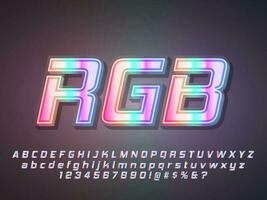 arcobaleno gioco rgb neon raggiante leggero testo effetto vettore