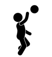 illustrazione e icona bastone figura o stickman giocando pallavolo vettore