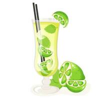 classico Mojito nel un' bicchiere decorato con menta e lime. vettore