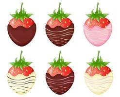 fragola nel cioccolato Smalto. confetteria merce vettore illustrazione.