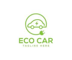 eco auto logo modello. verde auto icona. elettrico auto cartello pulsante. eco trasporto. vettore