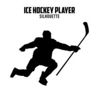 ghiaccio hockey giocatore silhouette vettore azione illustrazione, ghiaccio hockey silhoutte 06