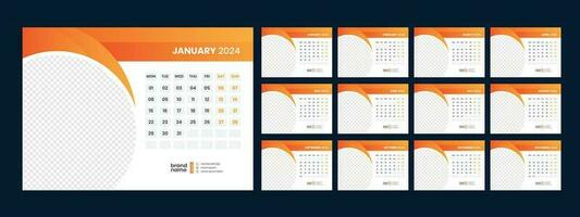 calendario, 2024, parete, calendario, modello vettore