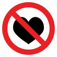 bandire amore cuore. simbolo di proibito e fermare amore. vettore illustrazione