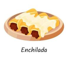 enchilada messicano tradizionale cibo. magro Mais tortilla con carne. vettore illustrazione isolato su bianca sfondo