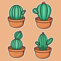 elemento di cactus etichetta icone mano disegnato colorazione vettore