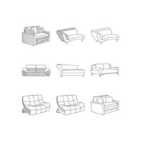 impostato di divano interno icona collezione design modello, schema logo disegno, stile, linea.astratto, può essere Usato per il tuo azienda vettore