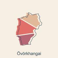 Mongolia politico carta geografica con capitale ovorkhangai, nazionale frontiere, importante città, mondo carta geografica nazione vettore illustrazione design modello