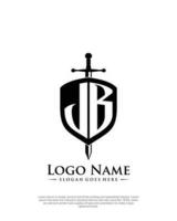 iniziale jb lettera con scudo stile logo modello vettore