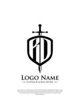 iniziale rd lettera con scudo stile logo modello vettore