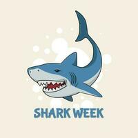 squalo cartello isolato vettore illustrazione. illustrazione di grande, animale, cartone animato adatto per squalo settimana elemento