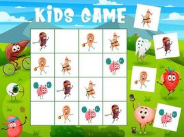 sudoku bambini gioco cartone animato umano organi sportivo vettore