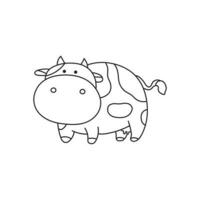 mano disegnato bambini disegno cartone animato vettore illustrazione carino mucca icona isolato su bianca sfondo