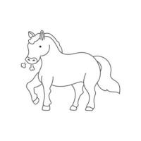 mano disegnato bambini disegno cartone animato vettore illustrazione carino cavallo icona isolato su bianca sfondo