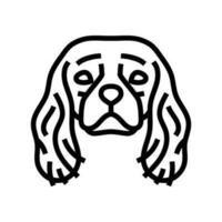 cavaliere re charles spaniel cane cucciolo animale domestico linea icona vettore illustrazione