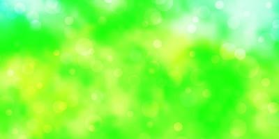 texture vettoriale giallo verde chiaro con dischi glitter illustrazione astratta con motivo a gocce colorate per opuscoli volantini