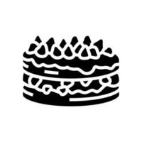 fragola shortcake dolce cibo glifo icona vettore illustrazione