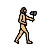 neandertaliano umano Evoluzione colore icona vettore illustrazione