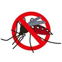 un' cartello fermare il zanzara. un' barrato avvertimento cartello di zanzara. zanzara insetto. vettore illustrazione di un' avvertimento cartello di zanzara.