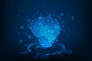 vettore futuristico ologramma cervello con medico assistenza sanitaria grafico di mri scansione interfaccia.