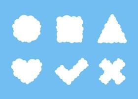 bianca nube diverso forma su blu cielo impostare. semplice piatto stile di diverso nuvole. grafico elemento collezione per ragnatela e Stampa. vettore illustrazione