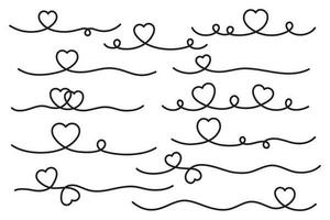 cuore Linee fascio, mano disegnato scarabocchio amore linea per San Valentino giorno design. vettore