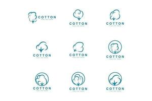 cotone logo, morbido cotone fiore design vettore naturale biologico impianti abbigliamento materiale e bellezza tessile