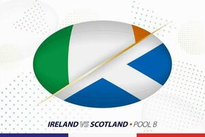 Rugby incontro fra Irlanda e Scozia, concetto per Rugby torneo. vettore