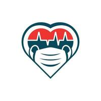 amore maschera battito cardiaco vettore logo modello, rosso cuore San Valentino indossa un' medico maschera.